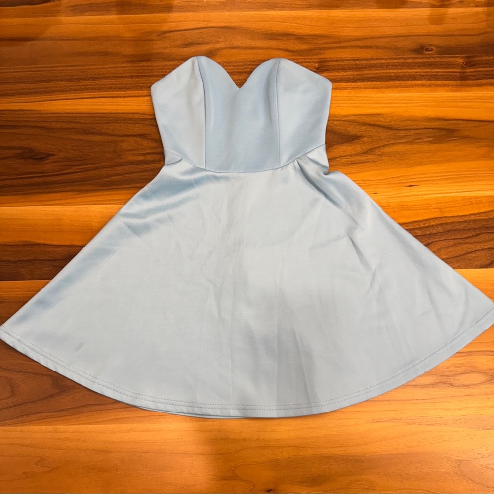 Missguided Strapless Light Blue Dress